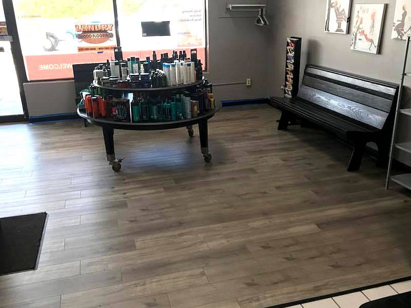 Landry Wood Flooring - Beauty Salon hardwood floor install