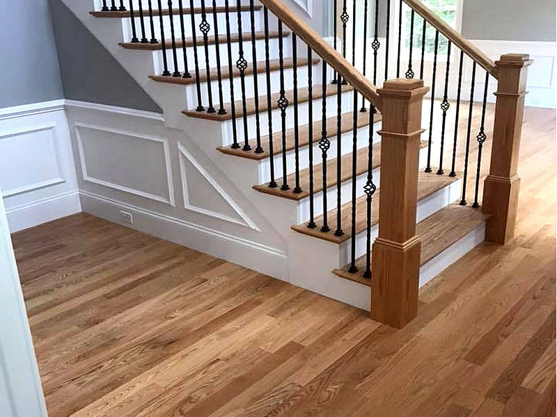 Landry Wood Flooring - Kitchen hardwood floor install and staircase Hollis New Hampshire